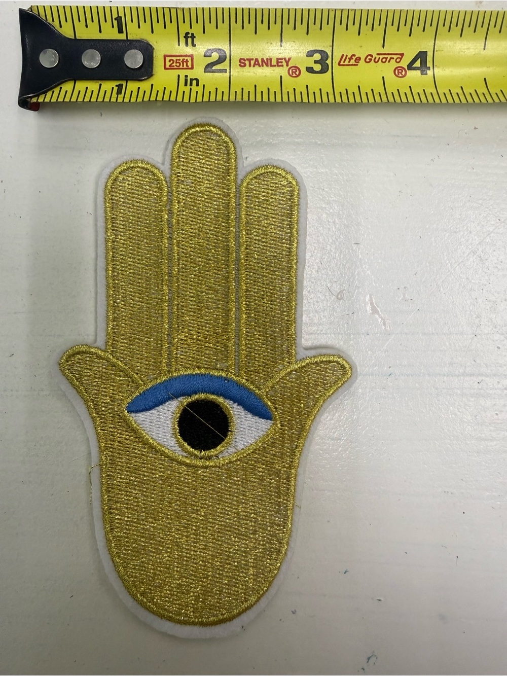 Hand of Fatima Hamsa Wall Patch - Gold with Blue Eye -